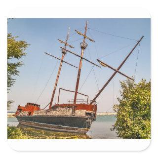 Rusty Remains of a Pirate Ship Square Sticker