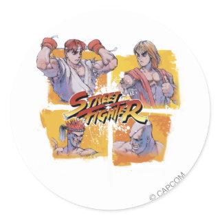 Ryu Vs Ken & Adon Vs Sagat Classic Round Sticker