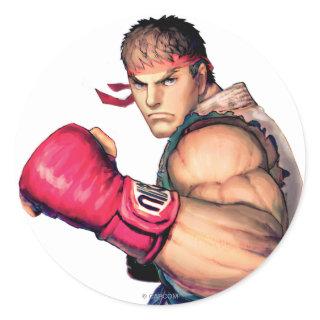 Ryu with Fist Raised Classic Round Sticker