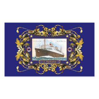 S.S. Manhattan Vintage Steamship Ship Rectangular Sticker