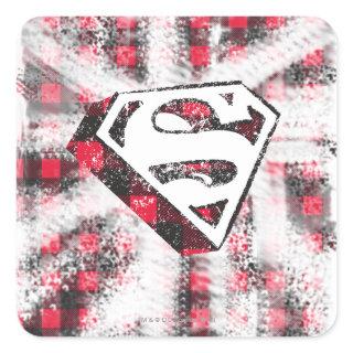 S-Shield Over Plaid Square Sticker