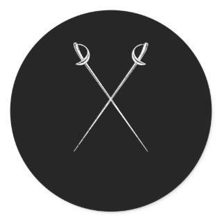 Saber fencing swords martial arts fencer duel classic round sticker