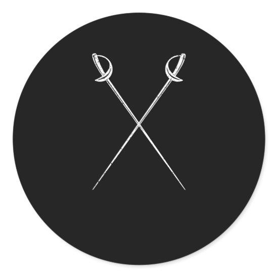 Saber fencing swords martial arts fencer duel classic round sticker