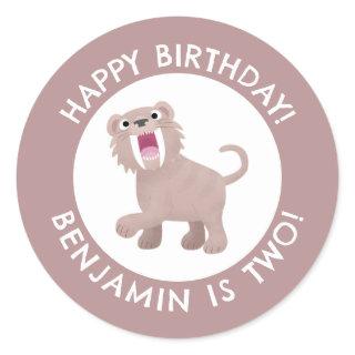 Saber Toothed Tiger Smilodon personalized birthday Classic Round Sticker