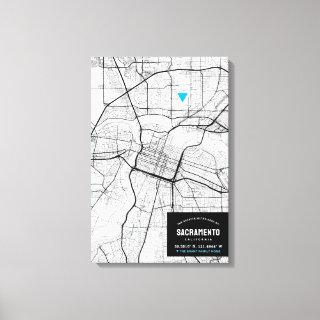 Sacramento City Map + Mark Your Location Canvas Print
