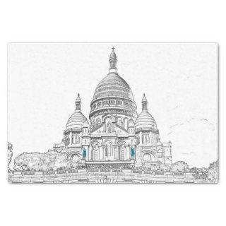 Sacre Coeur Basilica on Montmartre hill, Paris Tissue Paper