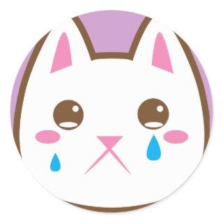 SAD CAT CLASSIC ROUND STICKER
