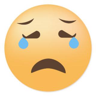 Sad Emoji Classic Round Sticker