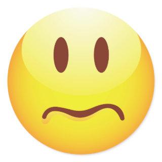 Sad Emoticon Classic Round Sticker