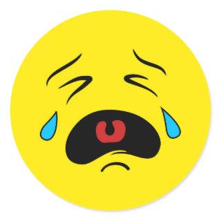 Sad Face Emoji Classic Round Sticker