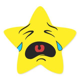 Sad Face Emoji Star Sticker