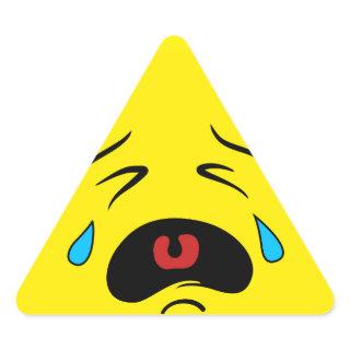 Sad Face Emoji Triangle Sticker