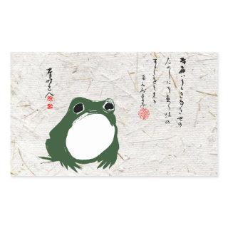 Sad Japanese Frog Toad 19th Century  Rectangular Sticker