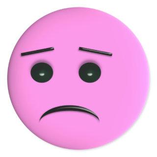 Sad Pink Face Classic Round Sticker