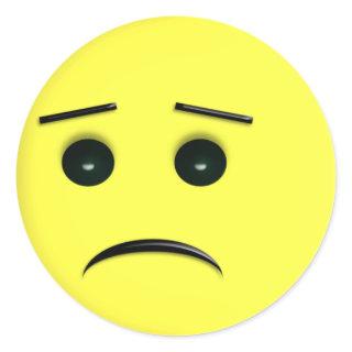 Sad Yellow Face Sicker Classic Round Sticker