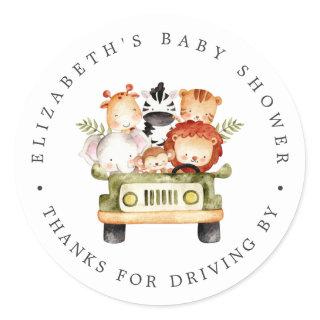 Safari Animals | Drive-By Baby Shower Thank You Classic Round Sticker