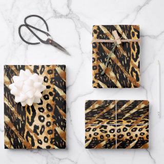 Safari Animals Fur Prints Patterns Black and Gold  Sheets