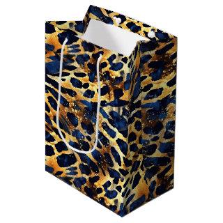 Safari Animals' Fur Prints Patterns Navy Blue Medium Gift Bag