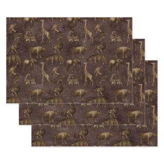 Safari Animals on Dark Brown  Sheets