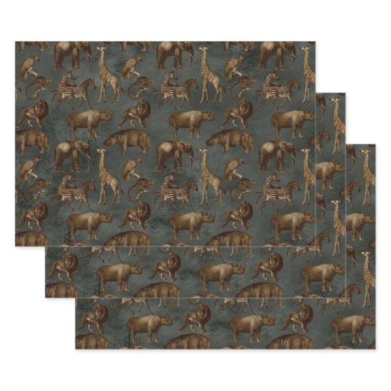 Safari Animals on Dark Green  Sheets