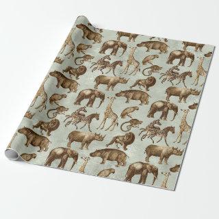 Safari Animals on Light Green