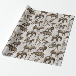 Safari Animals on Light Grey