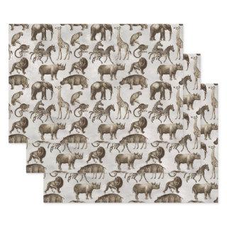 Safari Animals on Light Grey  Sheets