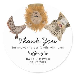 Safari Animals Theme Baby Shower Classic Round Sticker