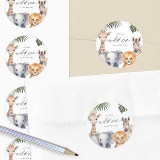 Safari Baby Animals Baby Boy Shower Seal Stickers.