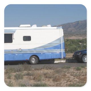 Safari Trek 1999 Blue Classic RV Motorhome Square Sticker