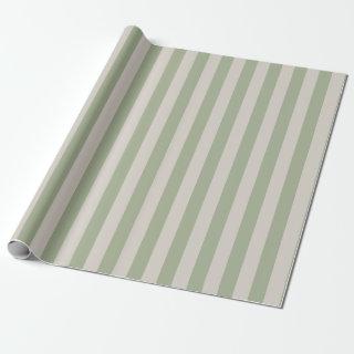 Sage Green and Beige Classic Vertical Stripes