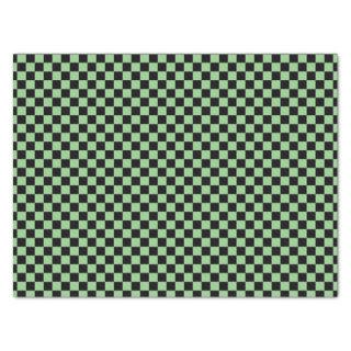 Sage Green Black Checkerboard Camouflage Pattern Tissue Paper