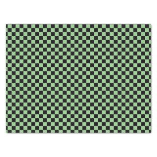 Sage Green Black Checkerboard Camouflage Pattern Tissue Paper