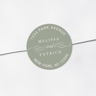 Sage Green Elegant Wedding Return Address  Classic Round Sticker