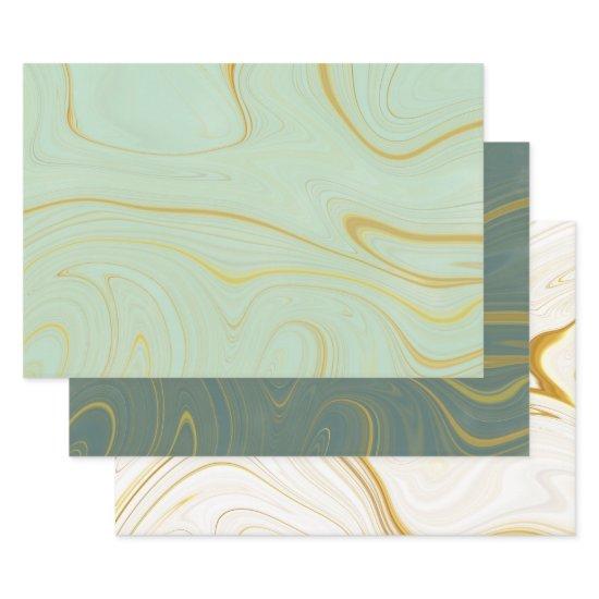 Sage Green Gold Marble Agate Glitter  Sheets