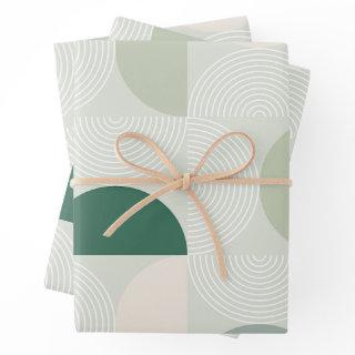 Sage Green Mid Century Contemporary Arch Line Art  Sheets