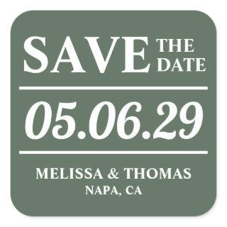 Sage Green  Modern Wedding Save The Date Sticker