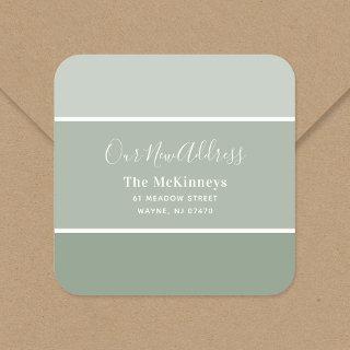 Sage Green Paint Swatch New Address Square Sticker