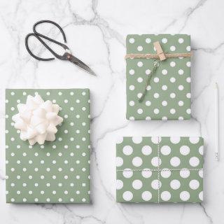 Sage Green Polka Dot  Sheet Set of 3