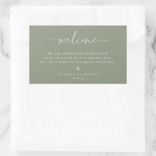 Sage Green Wedding Welcome Rectangular Sticker