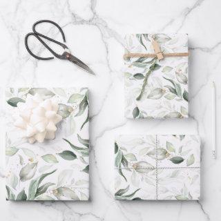 Sage Greenery Elegant Soft Gold Botanical Foliage  Sheets