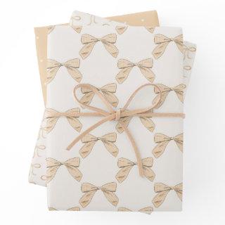 Sage Peach Plaid Bow Elegant Neutral Baby Shower  Sheets