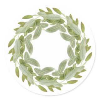 SAGE WREATH Large Round Stickers
