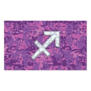 Sagittarius Zodiac Symbol Pink Digital Camouflage Rectangular Sticker