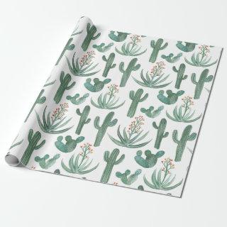 Saguaro Cactus and Desert Aloe Plants on white