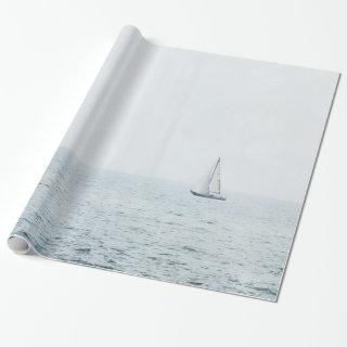 Sailboat on Misty Blue Ocean Sail Boat Sailing