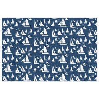 Sailboats Nautical Navy Blue  Tissue Paper