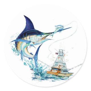 Sailfish Takes the Bait Classic Round Sticker