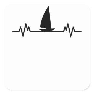 Sailing boat Heartbeat Skipper Fun Catamaran Gift Square Sticker