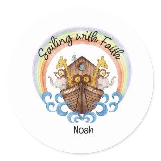 Sailing with Faith - Noah's Arc with Animals Classic Round Sticker